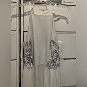 Silver Floral Embellished Dress
